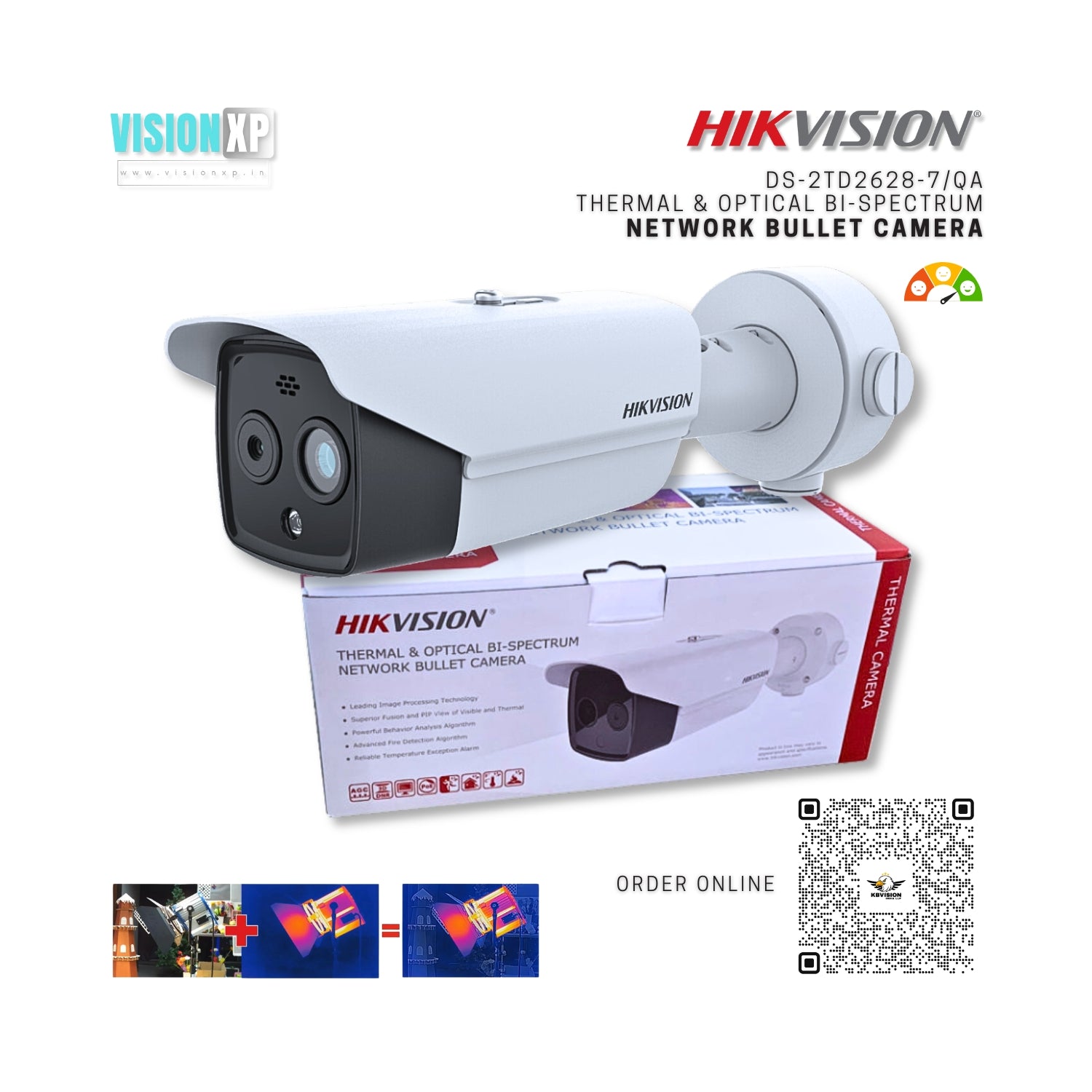 Hikvision DS-2TD2628-7/QA Thermal Optical Bi-spectrum Ip Bullet Camera Hikvision DS-2TD2628-7/QA Thermal Optical Bi-spectrum Ip Bullet Camera